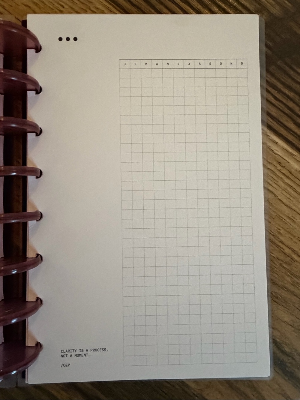 Cloth & Paper Disc Planner Project Habit Tracker Burgundy Minimalist - Picture 10 of 16